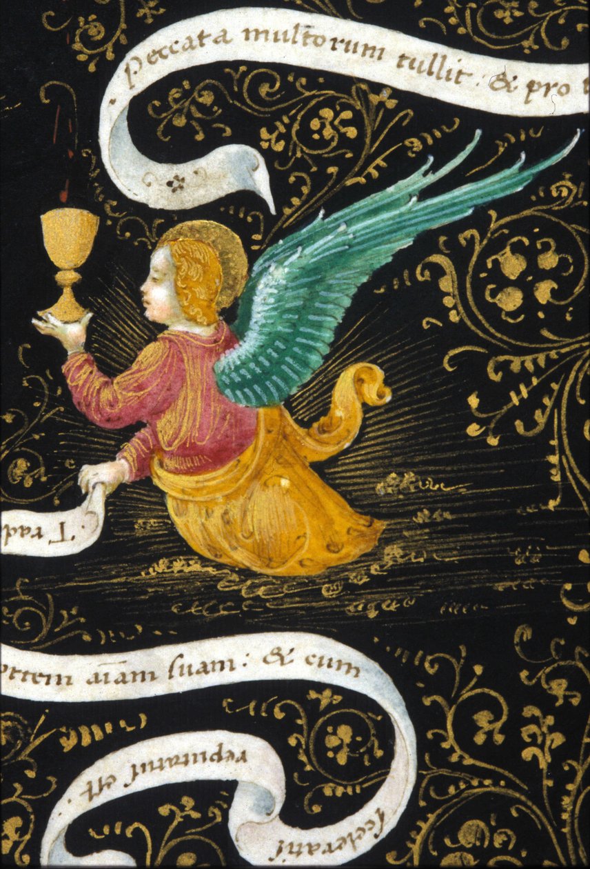 Kehelyt viselő angyal. Belbello da Pavia miniatűrje alkotó: Unknown artist