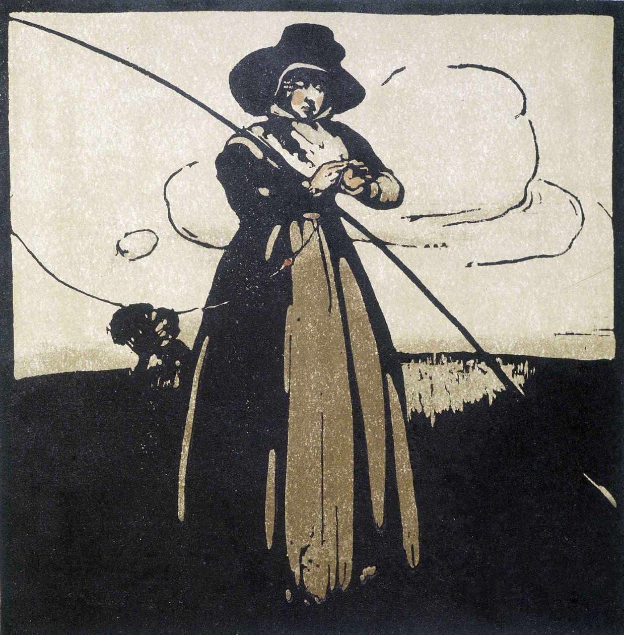 Horgászat: horgát készítő nő - naptár alkotó: Unknown artist