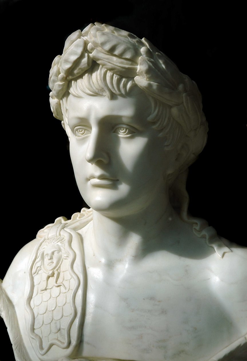 I. Napóleon, a franciák császárának névtelen 19. századi márványszobra. alkotó: Unknown artist