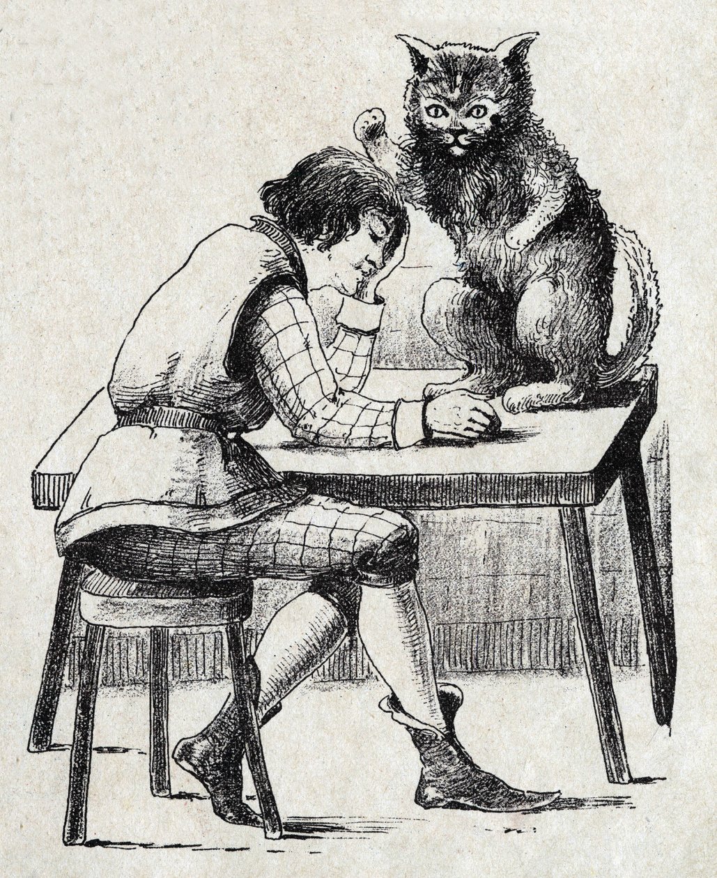 Névtelen illusztráció a „Le chat Botte”-hoz, Charles Perrault (1628-1703) francia író meséje. Képek Marcel Vagne, Jarville Nancy, dátum nélküli (19. század vége). alkotó: Unknown artist