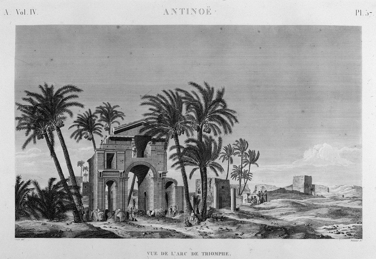 Antinoë: kilátás a Diadalívre, „Egyiptom leírása”, Imperial Editions alkotó: Unknown artist