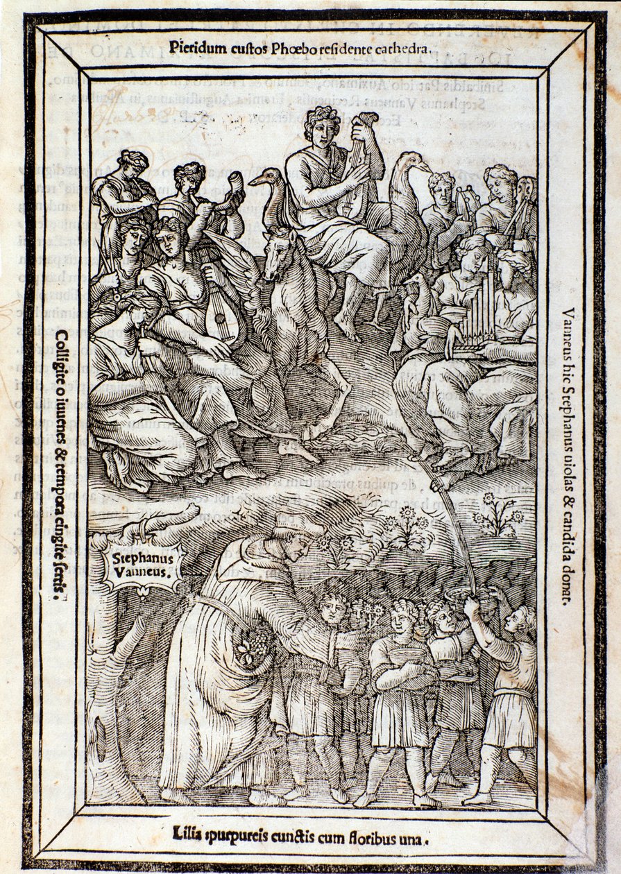 Apollo és a múzsák. A Recanetum de musica aurea oldala alkotó: Unknown artist