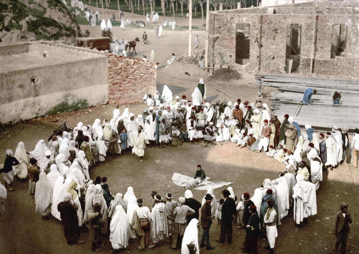 Arab zsonglőrök Algírban. Photochrome v. 1895. alkotó: Unknown artist