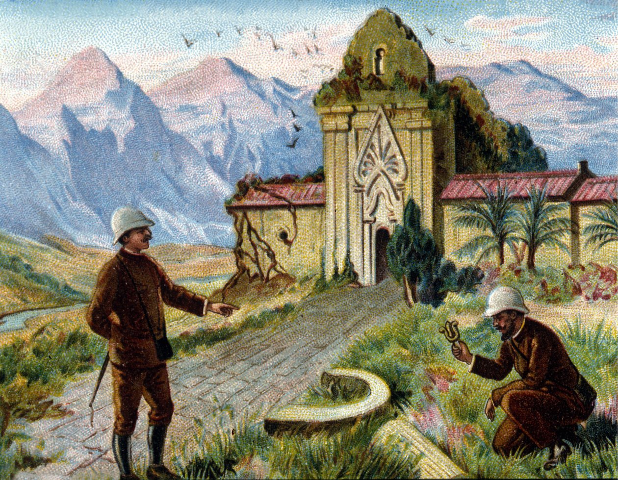 Régészek Kambodzsában. század végi kromolitográfia.. alkotó: Unknown artist