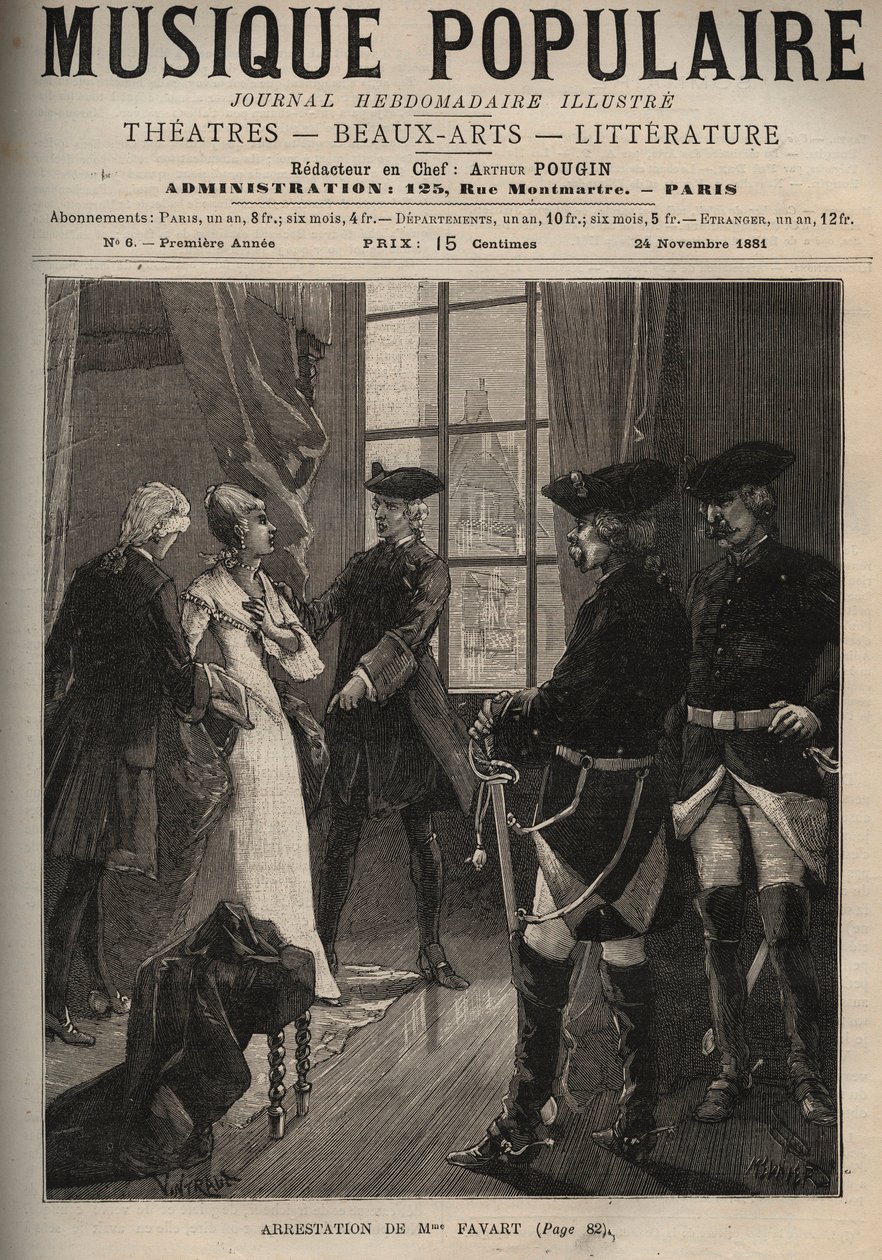 Madame Favart letartóztatása Marie Justine Benoite Duronceray, Madame Favart (1727-1772) francia komikus és énekes, Maurice of Saxony (1696-1750) előretörésének áldozata, letartóztatta, és a Penitentes kolostorában tartották fogva. a legnagyobb szekr alkotó: Unknown artist