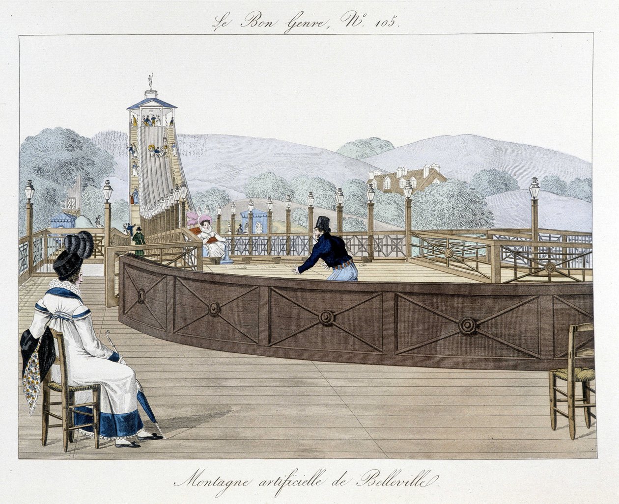 Belleville mesterséges hegye: hullámvasút – „” Le Bon műfajban”” 19. század eleje alkotó: Unknown artist