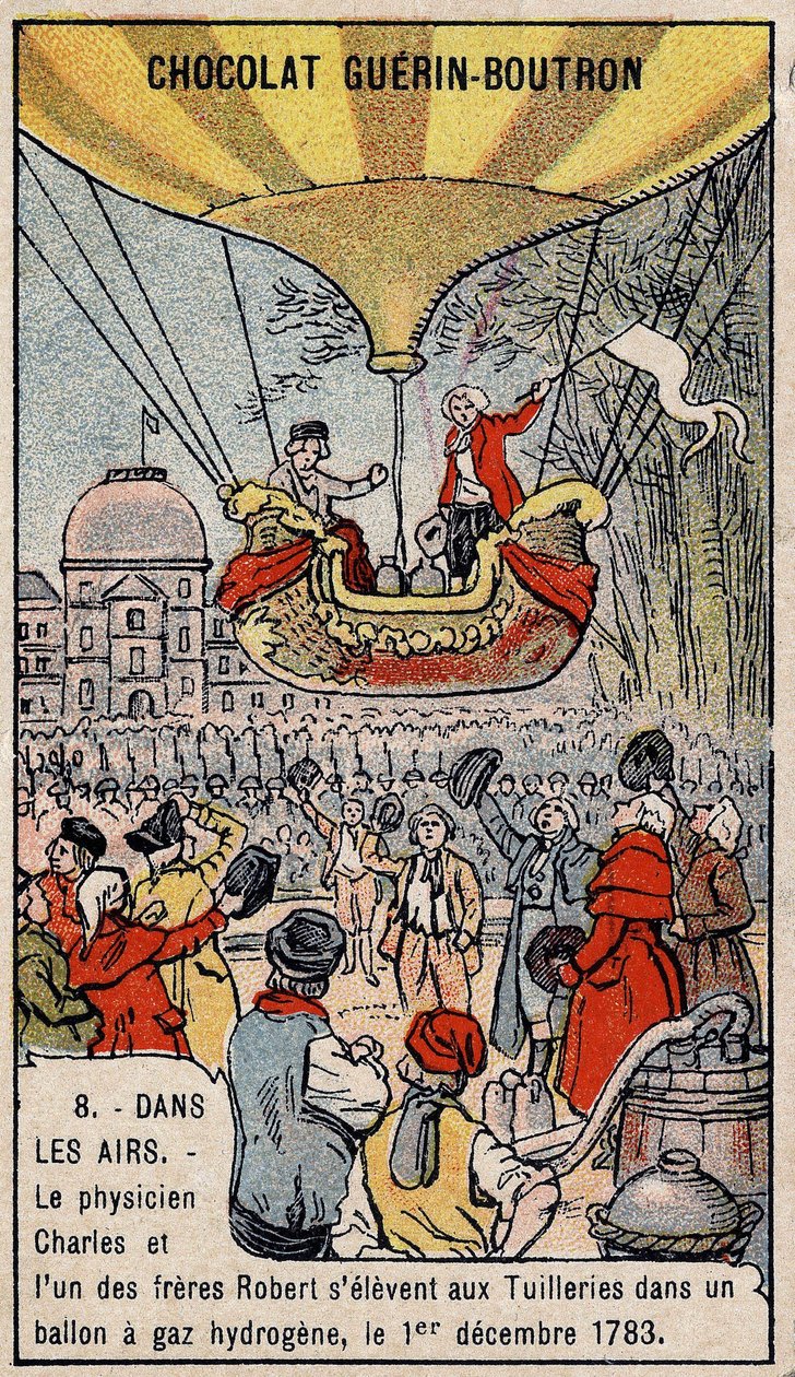 Felemelkedés Charles és Robert le Jeune francia repülős hidrogéngáz ballonjában, Párizsban, a Tuileriák kertjében. december 1 alkotó: Unknown artist