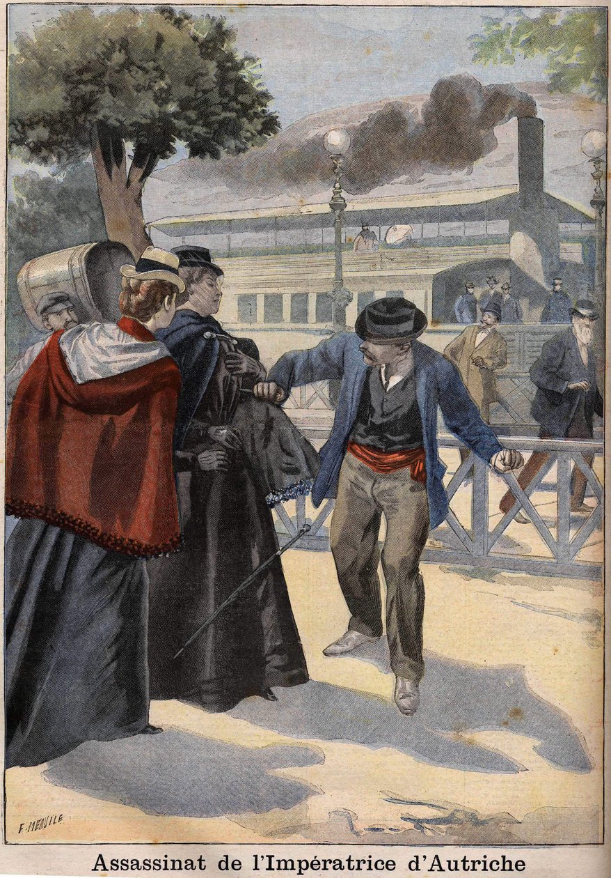 Egy olasz anarchista meggyilkolta az osztrák Erzsébetet (Sissi) Genfben alkotó: Unknown artist
