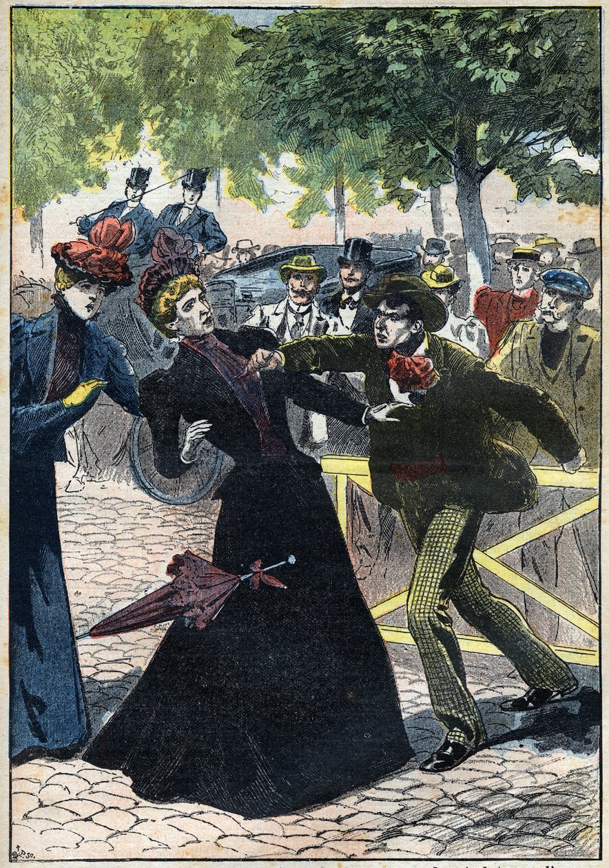 Ausztriai Erzsébet (Sissi) meggyilkolása az olasz anarchista Luccheni által 1898-ban Genfben. Illusztráció 1898-ból. Magángyűjtemény - Erzsébet osztrák császárnő (Sissi) meggyilkolása, Luigi Lucheni olasz anarchista, Gen. alkotó: Unknown artist