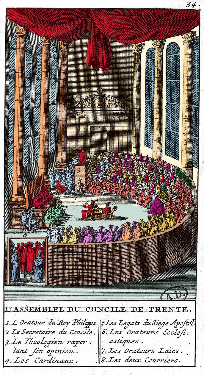 A tridenti zsinat gyűlése (1545-1563), 1706-os metszet. alkotó: Unknown artist