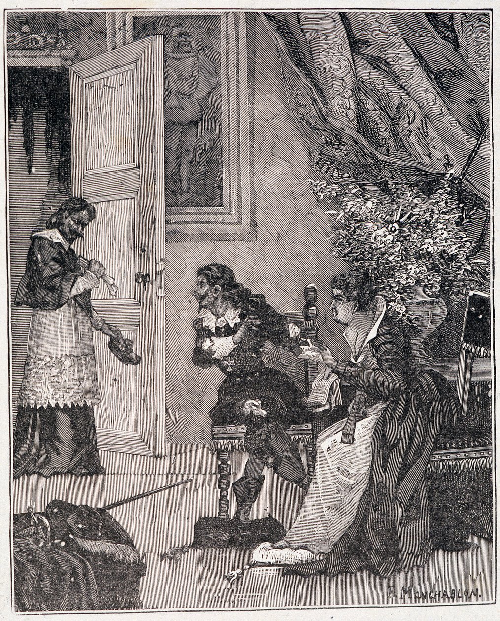 Abban az időben, amikor Marie de Medicis az ügyét emelte, a bíboros belépett (Journee des dupes), Kenouillac „Paris a travers les siecles” című illusztrációja. alkotó: Unknown artist