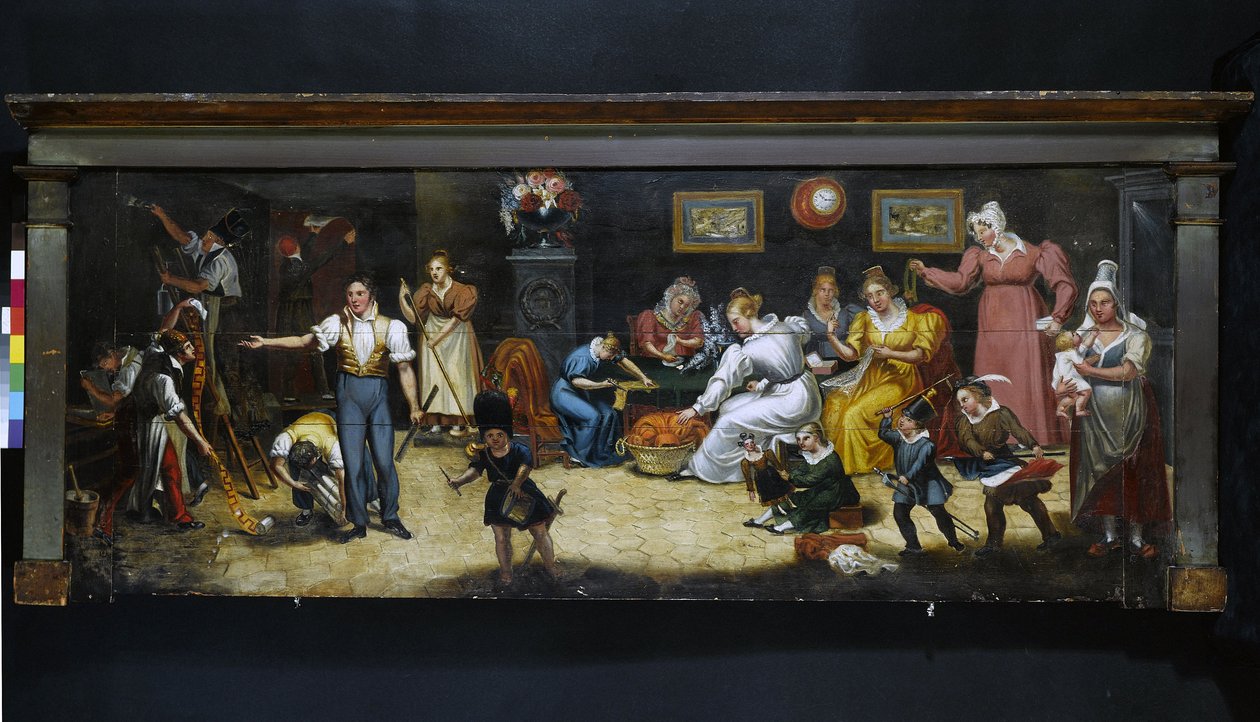 A jó apára. Kárpitos-díszítő jel. Rue Mouffetard, 5. kerület, Párizs, 1825 körül (tábla). alkotó: Unknown artist