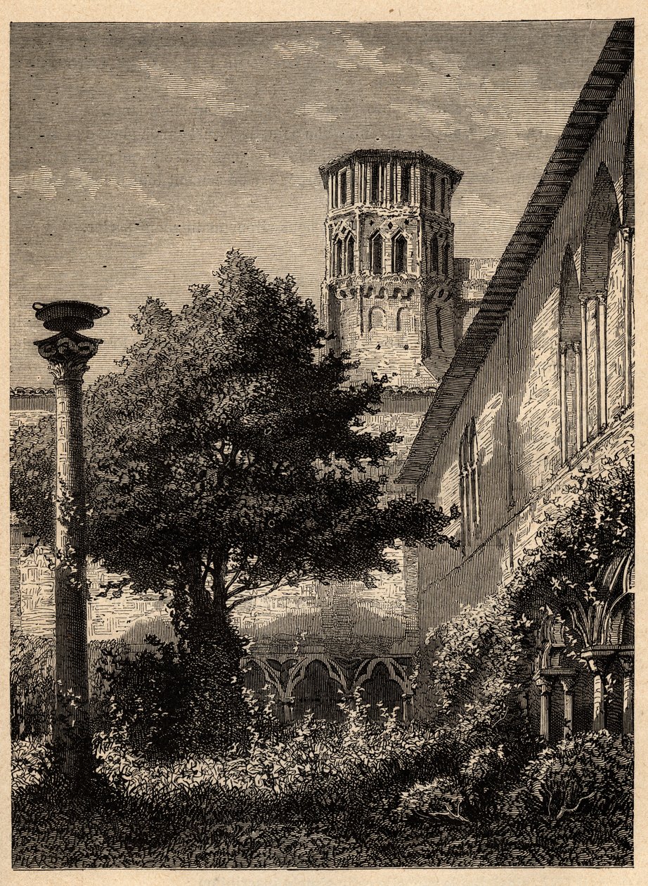 Ágoston-rendi kolostor (Toulouse) - Le cloitre des Augustins à Toulouse - metszet "" PATRIE" - PINTUREQUIREQUE FRANCIAORSZÁG LEÍRÁSA 6 KÖTETÉSBEN LUCIEN HUARD - 19. század vége alkotó: Unknown artist