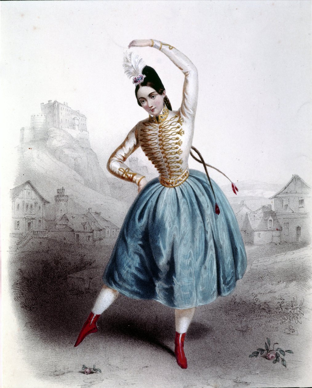 Fanny Elssler (1810-1884) osztrák táncos a „Krakkó” (La gipsy) című balettben 1842 19. századi print alkotó: Unknown artist
