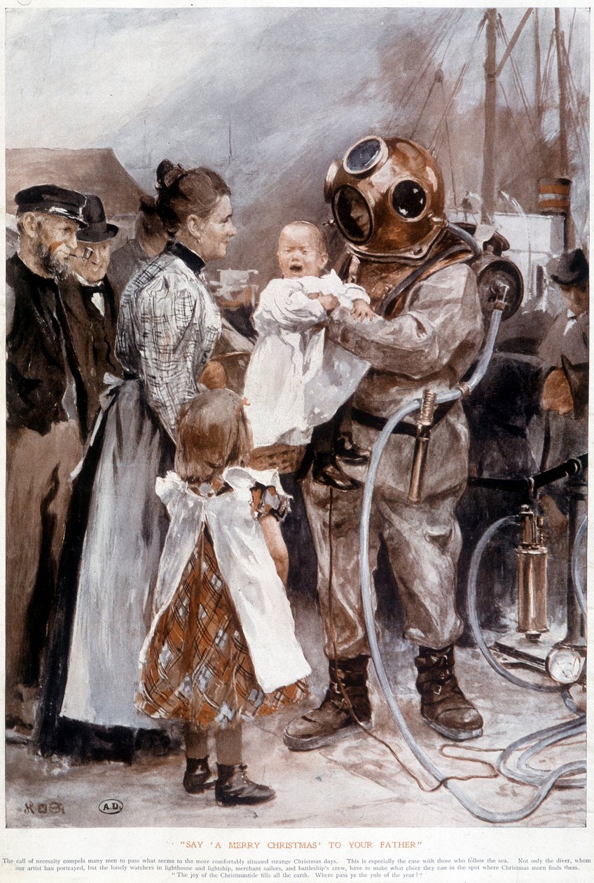 Sír a baba az apja karjában. alkotó: Unknown artist