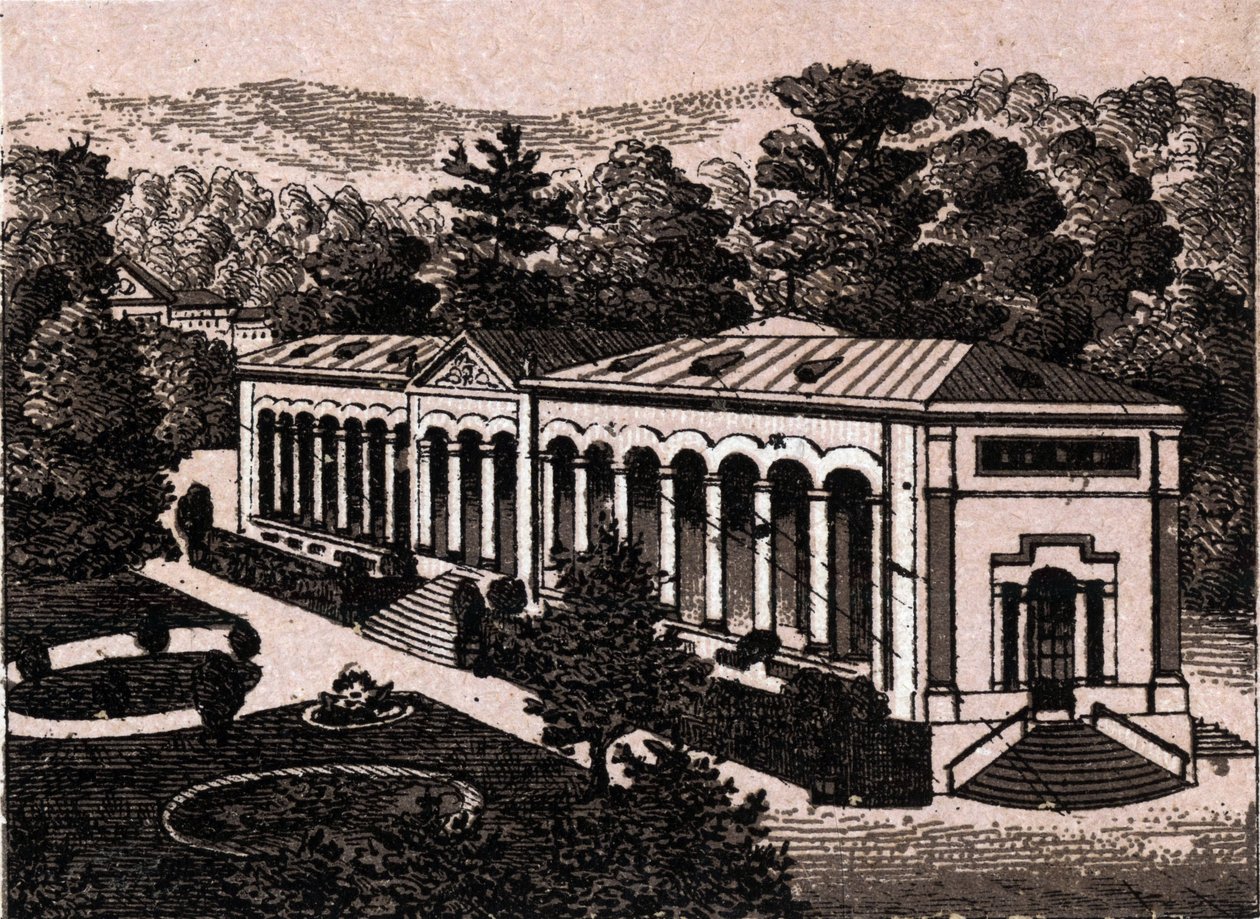 Baden Baden (Baden-Baden), Németország: kilátás az oszlopsorra. „A világ 168 nézetet illusztrál” című részben, dátum nélkül (XIX. század vége) alkotó: Unknown artist