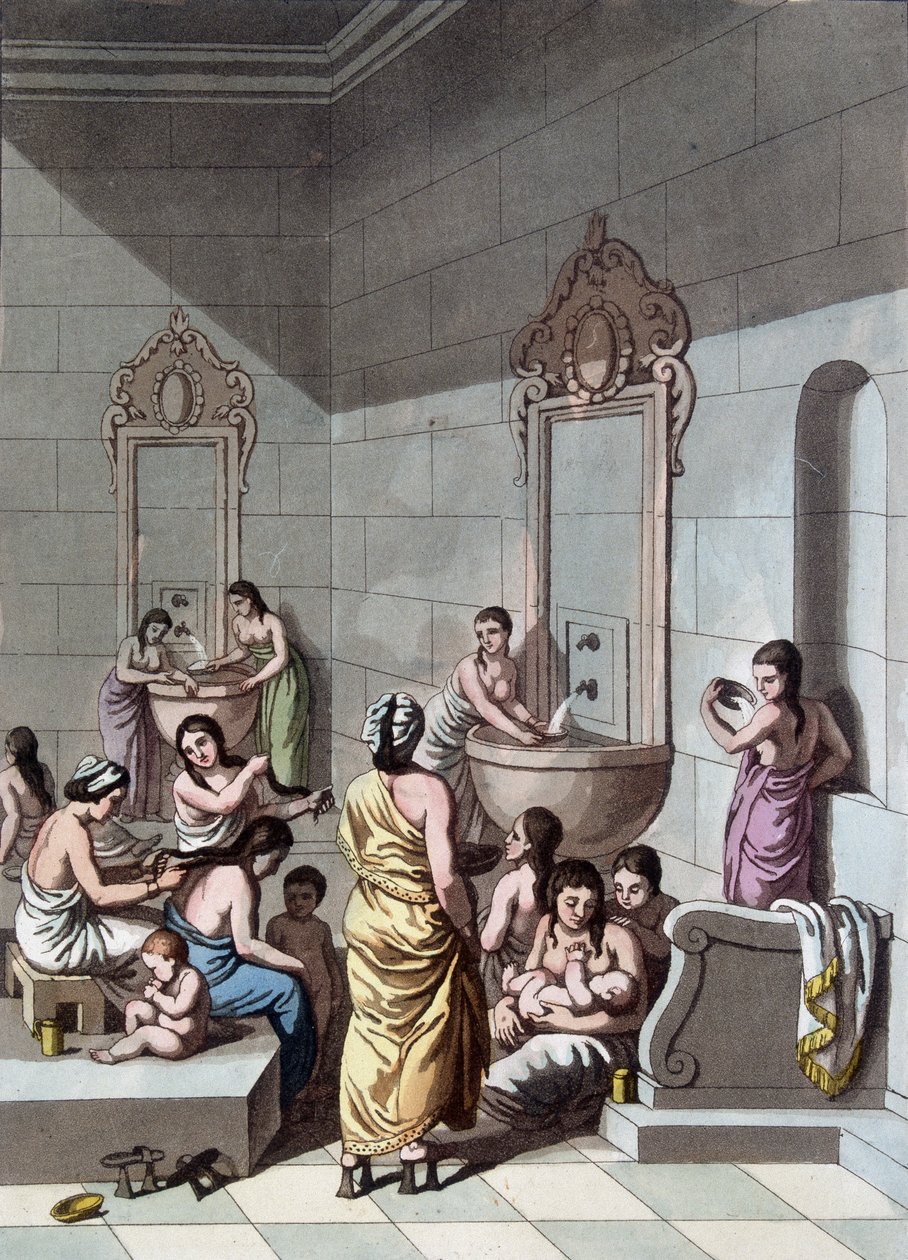 Nyilvános fürdők Palesztinában – „Az ősi és modern viselet”-ben, Ferrario, szerk. Milano alkotó: Unknown artist
