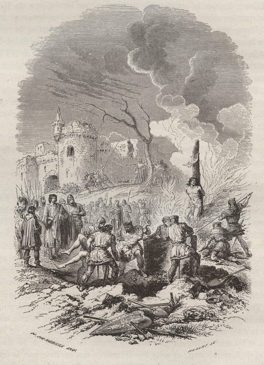 V. Baldwin, Flandria grófja (1012-1067) a rendőrség újjáalakítása államaiban - Theodore Juste (1818-1888) 1868-as metszete „Belgium története a kezdetleges időktől I. Lipót uralkodásának végéig” című művébe. Gyűjtemény alkotó: Unknown artist