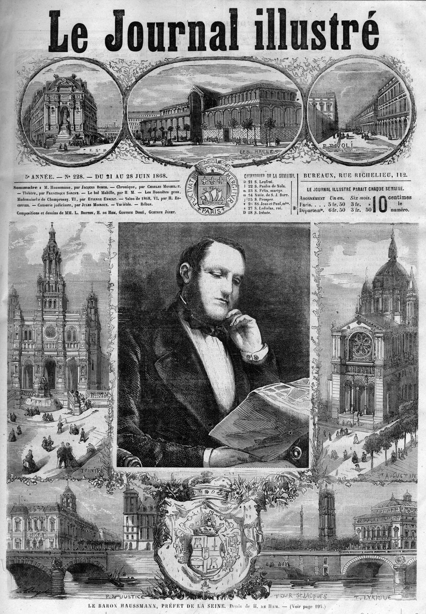 Georges Eugene Haussmann báró, a Szajna 1868-as prefetje – az 1868-as „Illustrous Journal” címlapja alkotó: Unknown artist