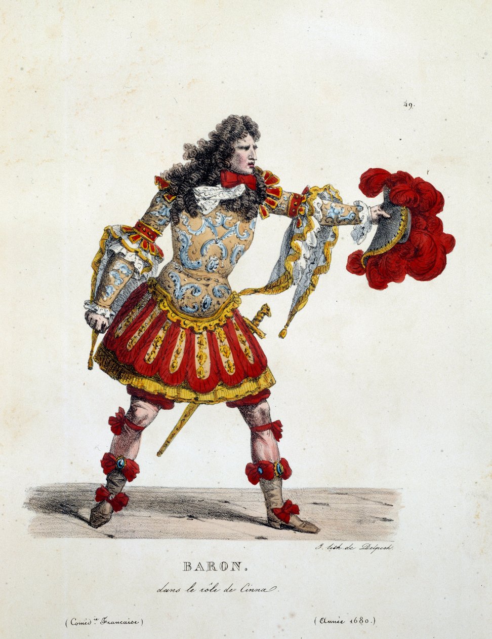 Bárójelmez Cinna szerepében 1680-ban. Hippolyte Lecomte (1781-1857) francia vígjátékának jelmeze. századi metszet. Coll. Gyerünk. alkotó: Unknown artist