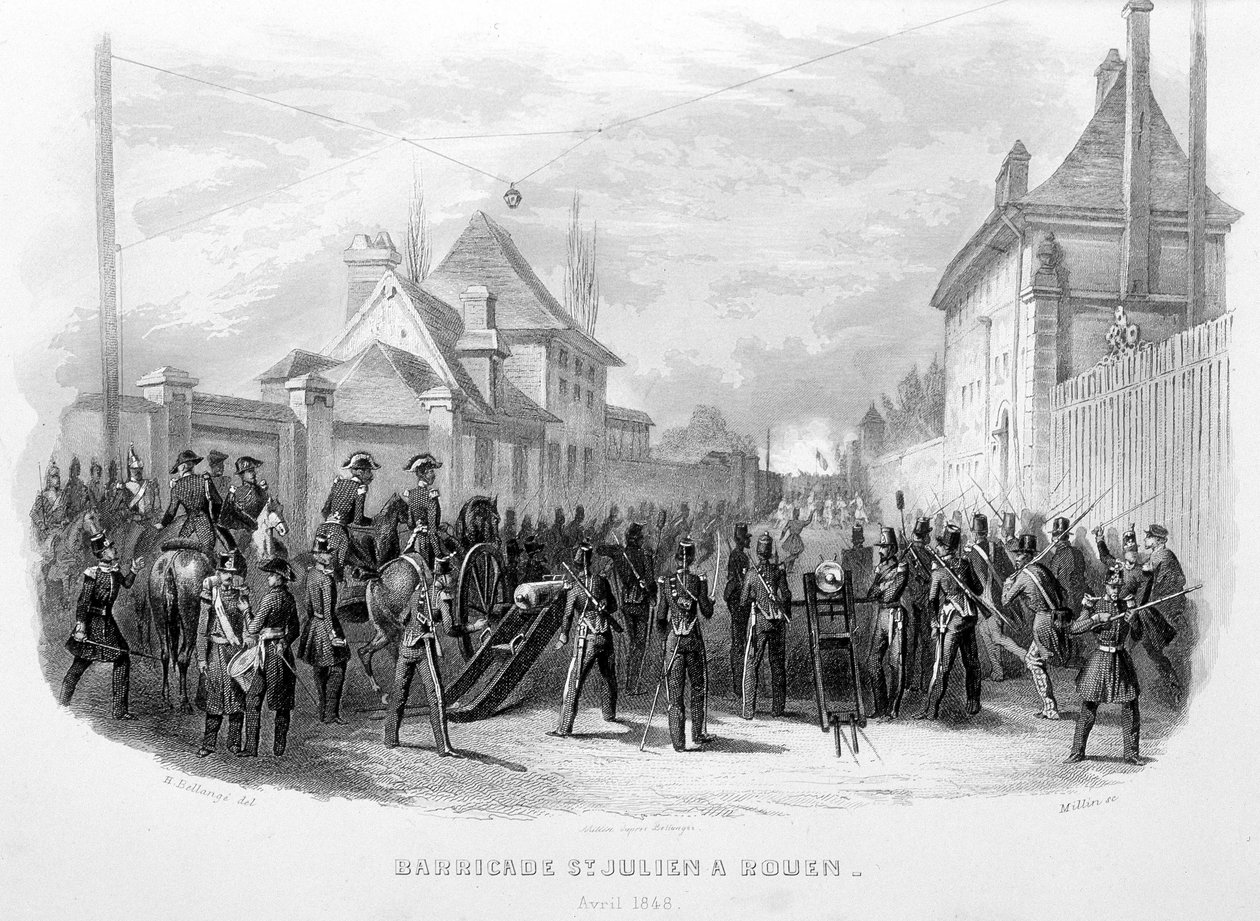 Saint Julien barikád Rouenben, 1848. április – a „Fasttes de Gardes Nationales de France”-ban” alkotó: Unknown artist