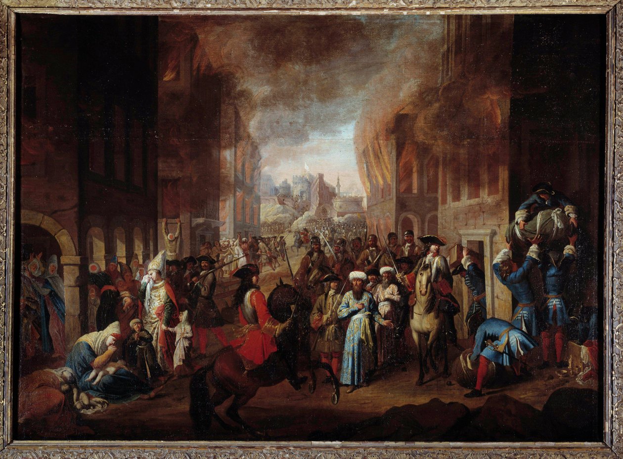 Bécsi csata: „A törökök megadása Bécs ostrománál 1683 szeptemberében” A III. Sobieski János, I. Lipót és Lotharingiai Károly vezette keresztény koalíció csapatainak győzelme. Névtelen festmény a 17. századból, Nancy, Musee histo alkotó: Unknown artist