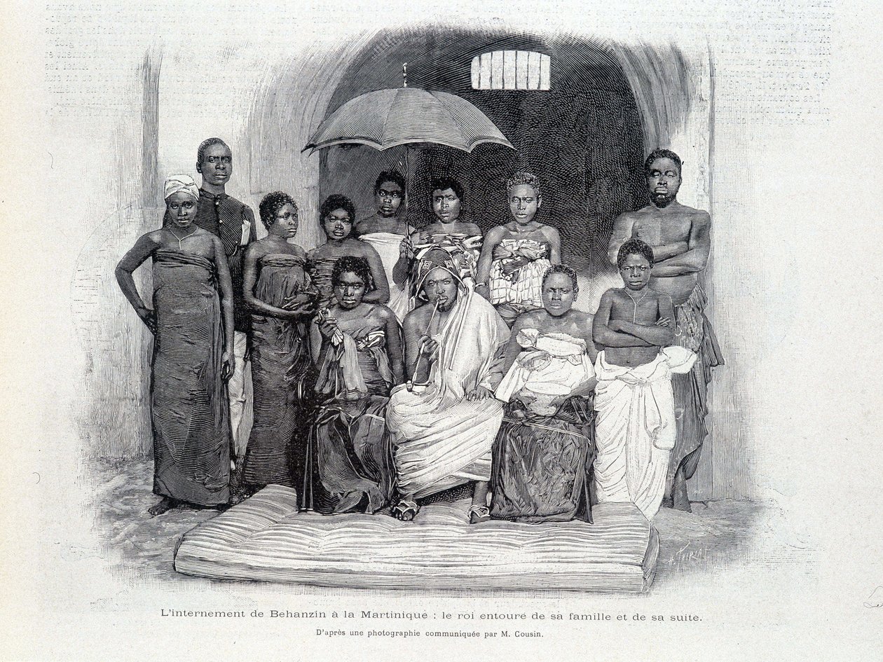 Behanzin internálása Martinique-on: a király családjával és lakosztályával körülvéve alkotó: Unknown artist
