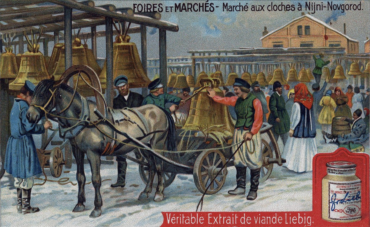 Harangpiac Nyizsnyij Novgorodban (Oroszország). Chromo Liebig a 19. század végéről. alkotó: Unknown artist