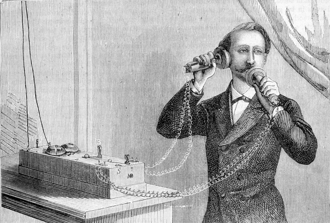 Bell telefonja. 19. századi metszet. alkotó: Unknown artist