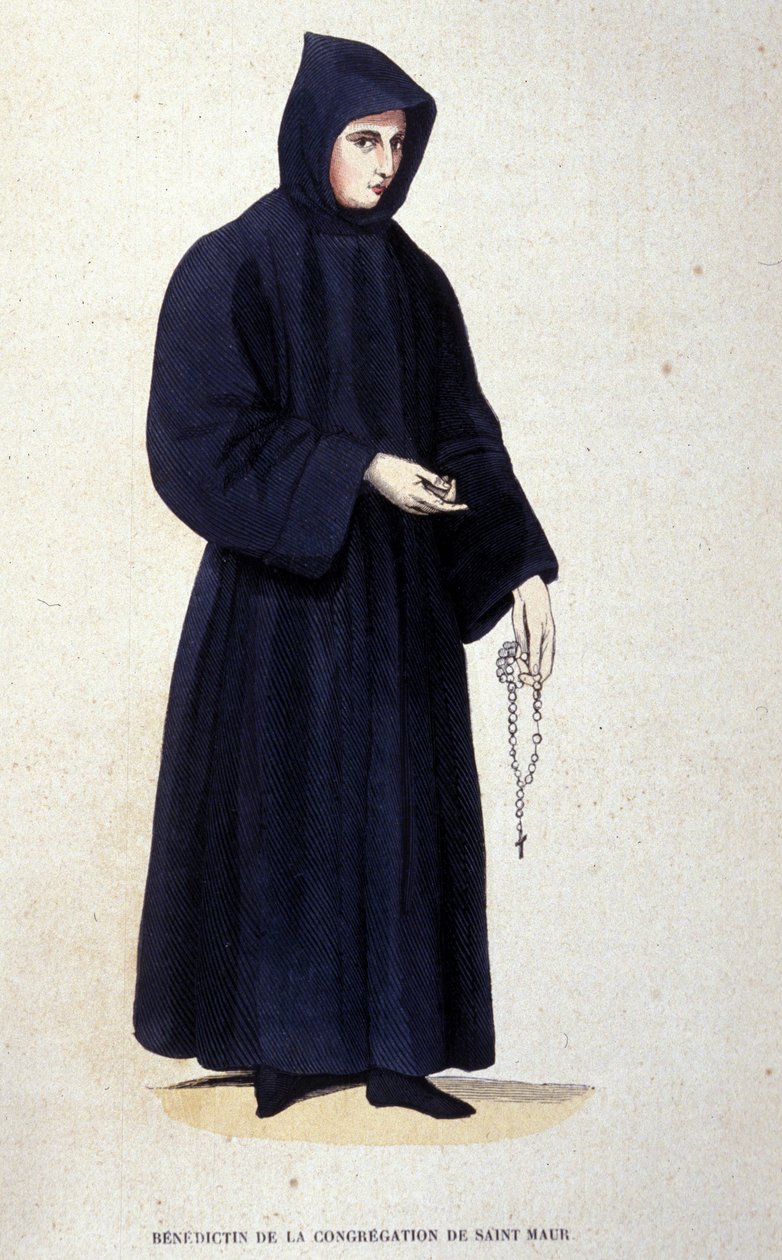 A Szent Mauri gyülekezet bencései. Metszet egy vallási rendekről szóló albumból, Párizs alkotó: Unknown artist