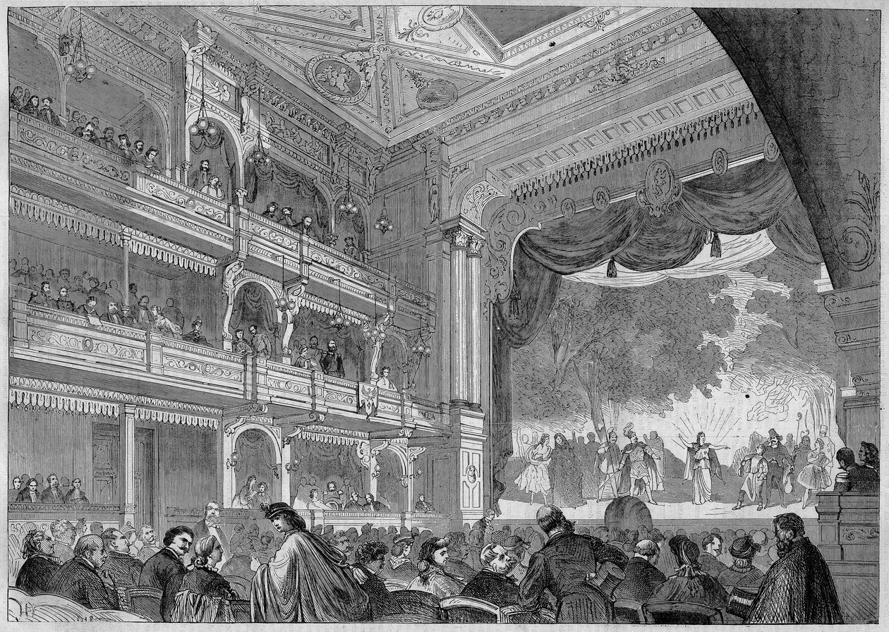 Berlin, a Wallner Színház 1865-ben újjáépített új termének látképe. „” L