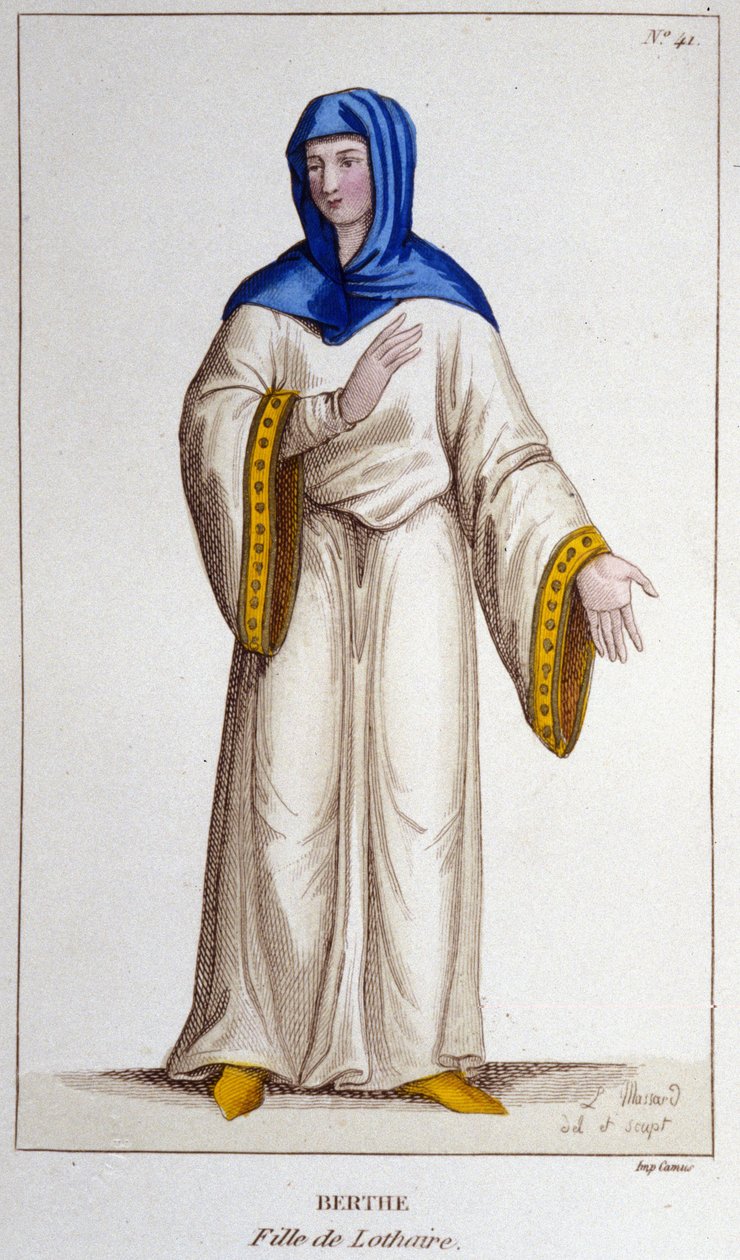 Berthe, II. Lotharia, Lotharingia királyának lánya. metszet 1830-ból alkotó: Unknown artist