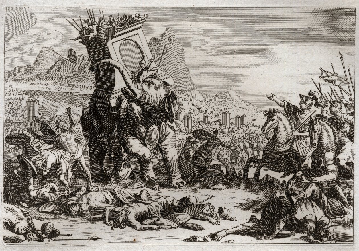 Royaumont Biblia, Ószövetség: Eleázár bátorsága. A szeleukida király, Antiochos V. Eupator, a szentségtelen Antiochos IV Epiphane (Kr. e. 175-164) fia, apja halála után harcolt Júdás Makabeus (Makkabeus, Makabeus) ellen. Ele rendkívüli akciója alkotó: Unknown artist