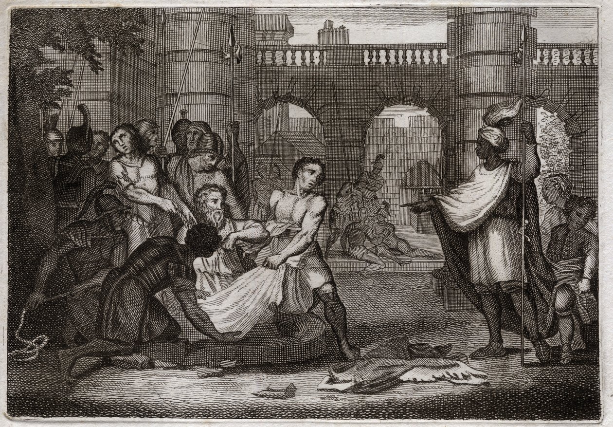 Royaumont Biblia, Ószövetség: Jeremiás próféta. A szent próféta és a gödör. Illusztráció 1811-ből. alkotó: Unknown artist