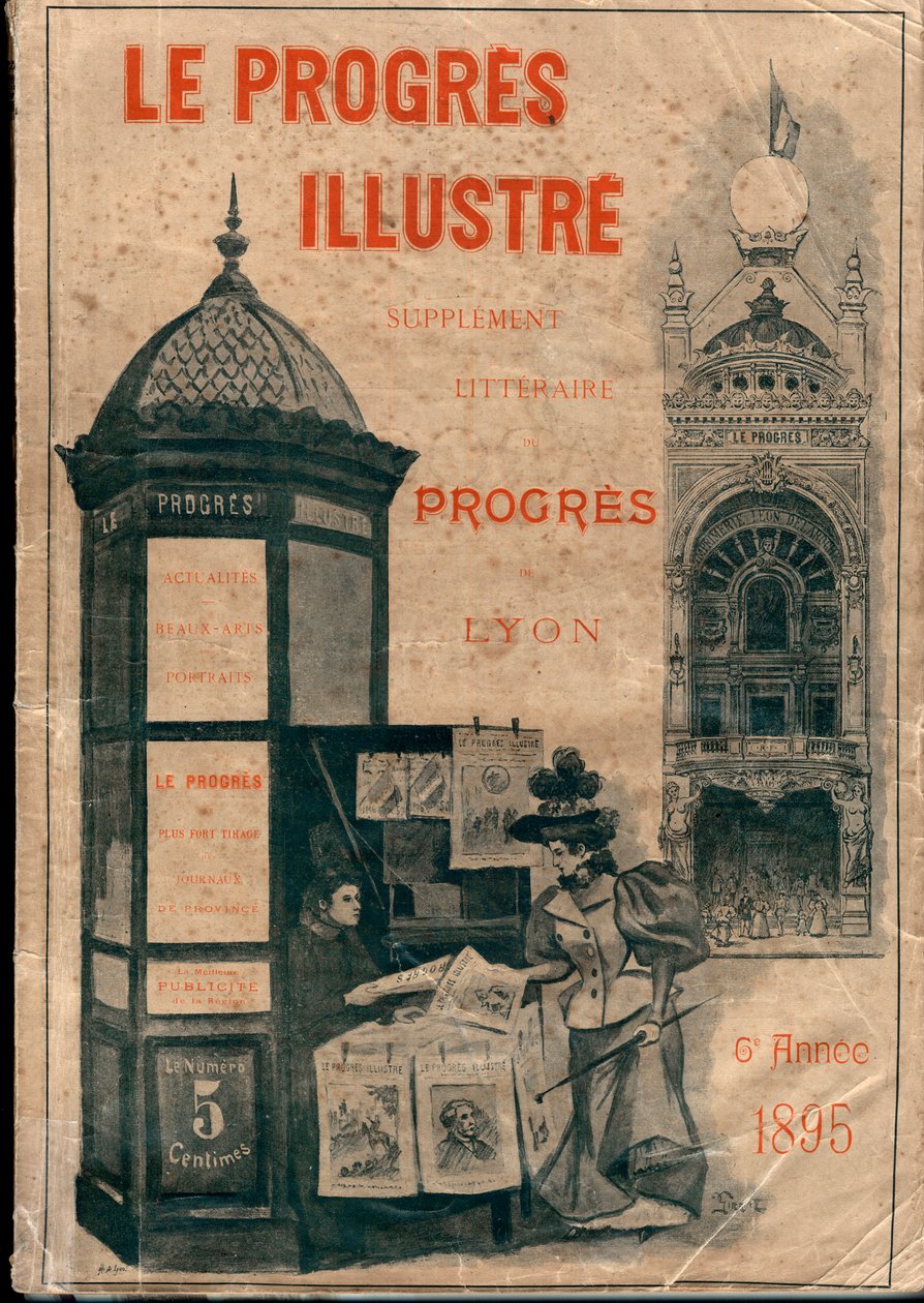 A „Le Progres illustré” irodalmi mellékletének kötése Lyon fejlődéséről 1895-ben (Morris-oszlop) alkotó: Unknown artist