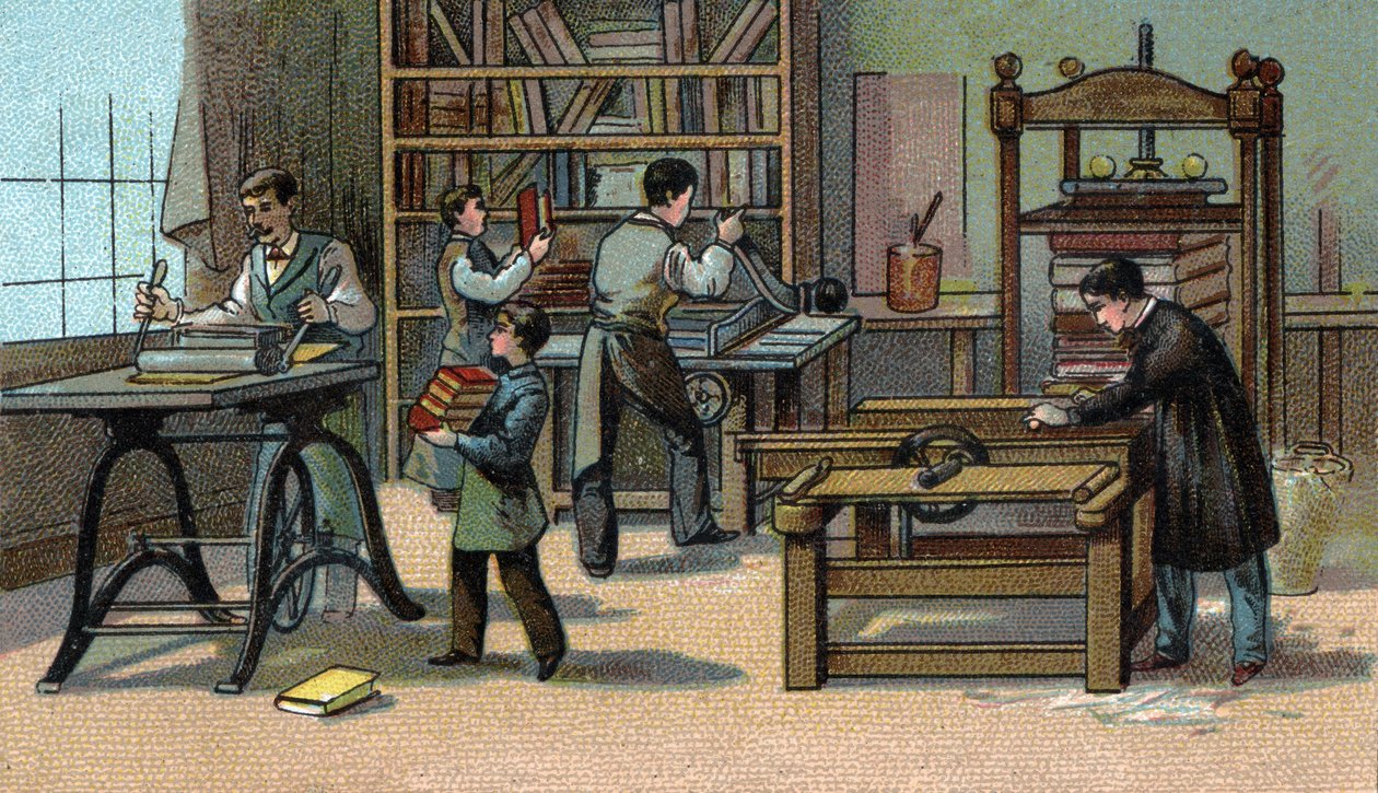 Kötőműhely: 19. század végi kromolitográfiája alkotó: Unknown artist