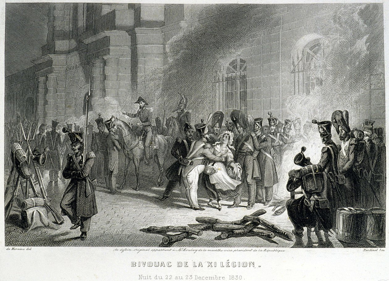 A XI. Légió bivakja – 1830. december 22-ről 23-ra virradó éjszaka – „” Fasttes de Gardes Nationales de France”-ban” alkotó: Unknown artist