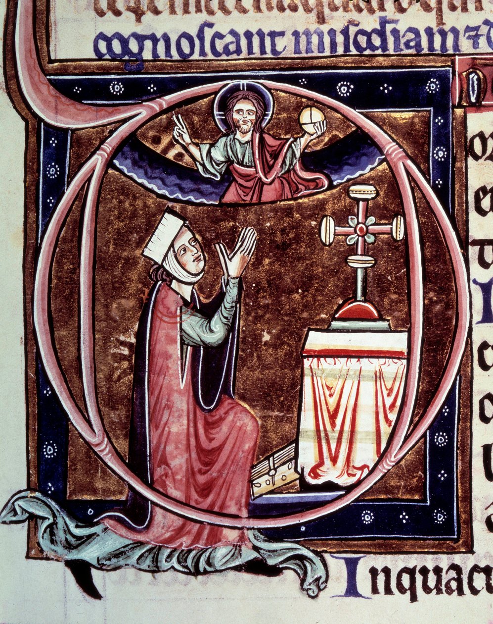 Blanche de Castille francia királynő (1188-1252) imában Miniatűr Szent Pátusi Vilmos „Szent Lajos élete és csodái” című kéziratából alkotó: Unknown artist