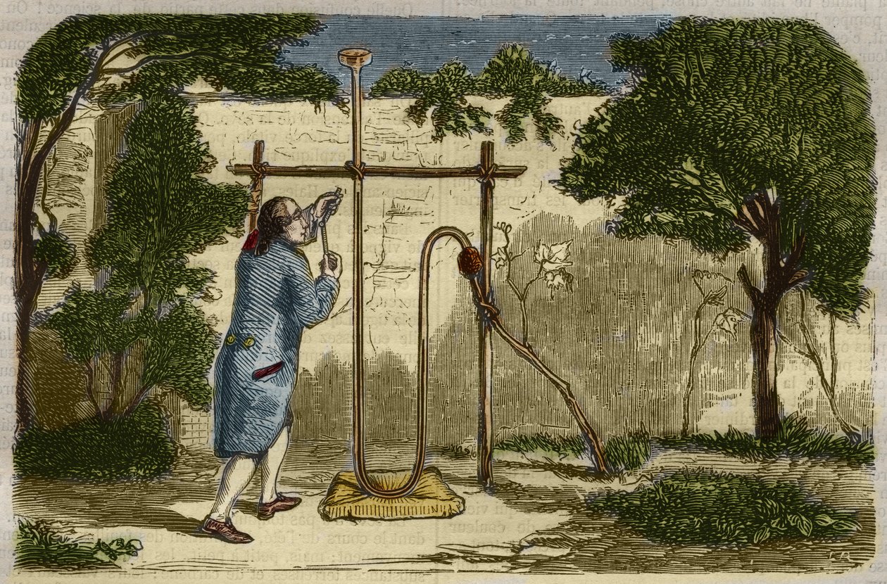 Botanika: Stephen Hales (1677-1761) tapasztalata a seve emelkedő erejéről 1727-ben. Metszet 1859-ből a „” Le Musee Des Sciences”-ben” alkotó: Unknown artist
