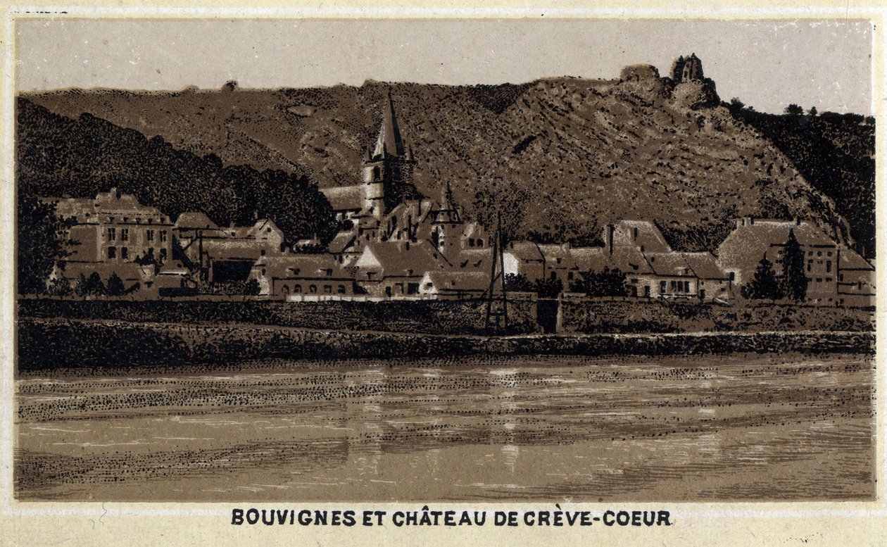 Bouvignes sur Meuse és Chateau de Creve Coeur (Creve-Coeur vagy Crevecoeur), Vallónia, Belgium alkotó: Unknown artist