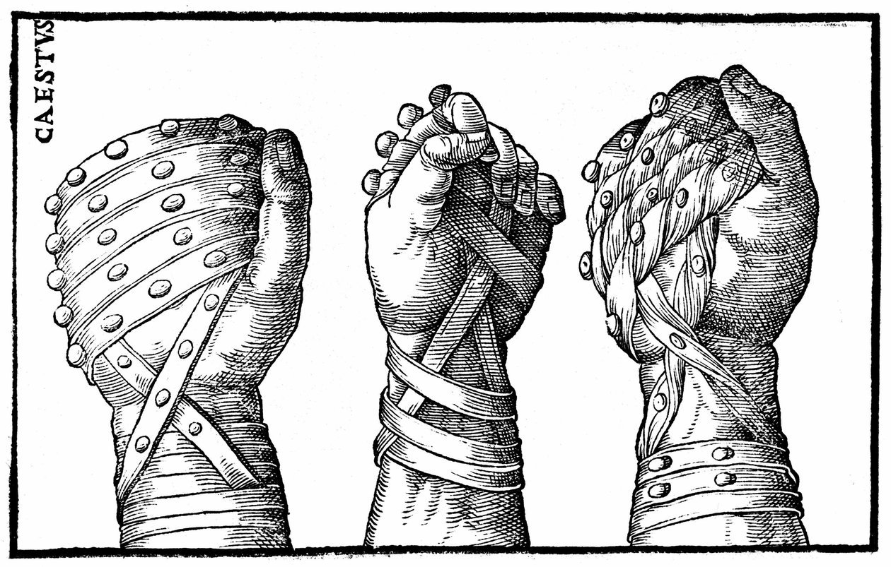 Bokszkesztyűk római birkózóknak - a "Gimnasztika Merkúrja", Velencei kiadásban alkotó: Unknown artist