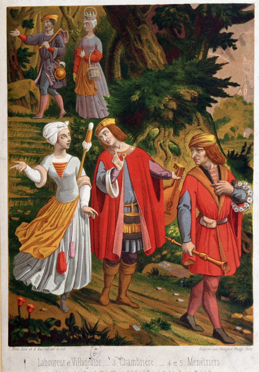 Bukolikus jelenet: szántás és falu, chambriere és menestriers alkotó: Unknown artist