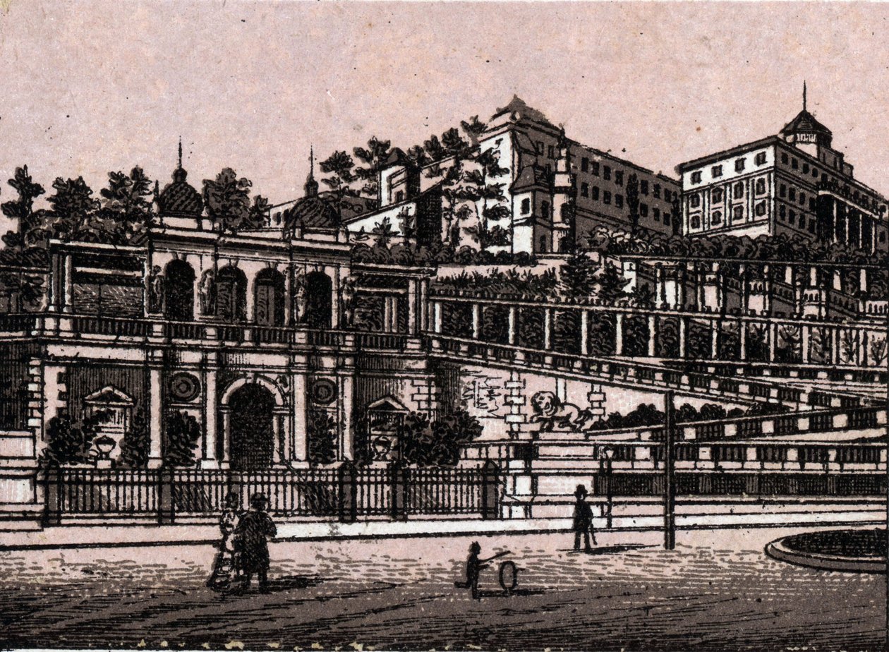 Budapest, Magyarország: a Bourgbazar (Burghbazaar) képe a „” A világ 168 nézetet szemléltet”” Keltezés nélküli (XIX. század vége) alkotó: Unknown artist