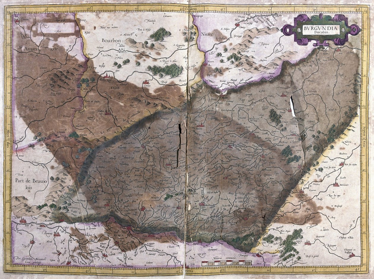 Burgundia, Franciaország (metszet alkotó: Unknown artist