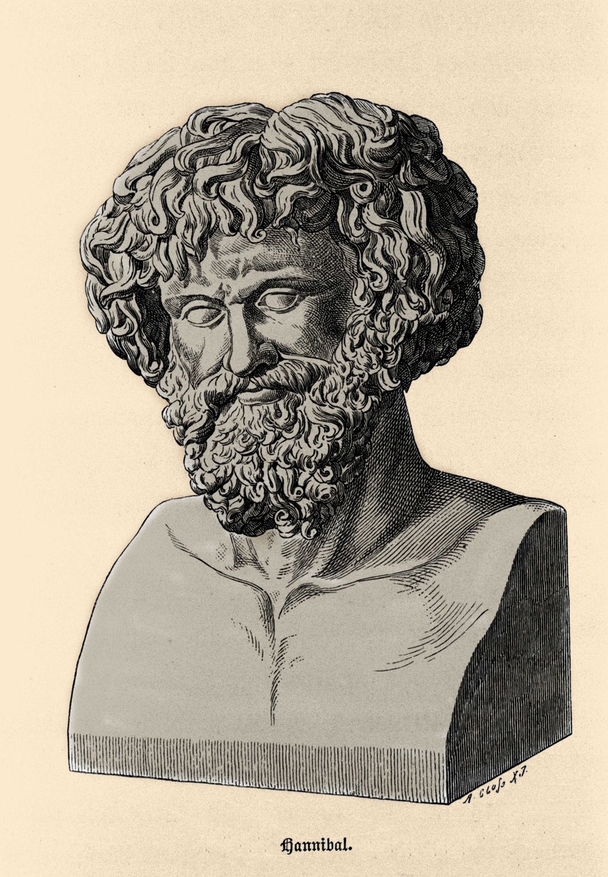 Hannibal vagy Hannibal Barca (Kr. e. 247 - i. e. 183) karthágói tábornok és államférfi mellszobra. alkotó: Unknown artist