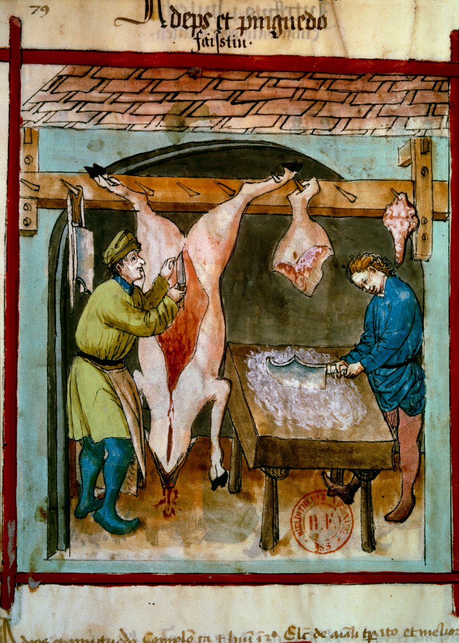 Hentes: a disznó equarrise. Megvilágítás az orvostudomány és a dietetika fejéséből "" Tacuinum sanitatis"" alkotó: Unknown artist