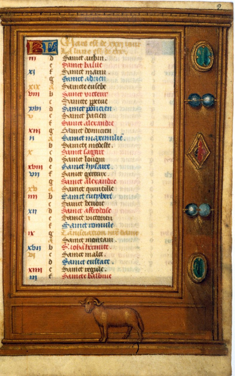 Március naptár Belier jelével - Középkor miniatűrje: Engedélykérés a Toulouse-i Városi Könyvtártól (tel: 05 62 27 66 66) alkotó: Unknown artist