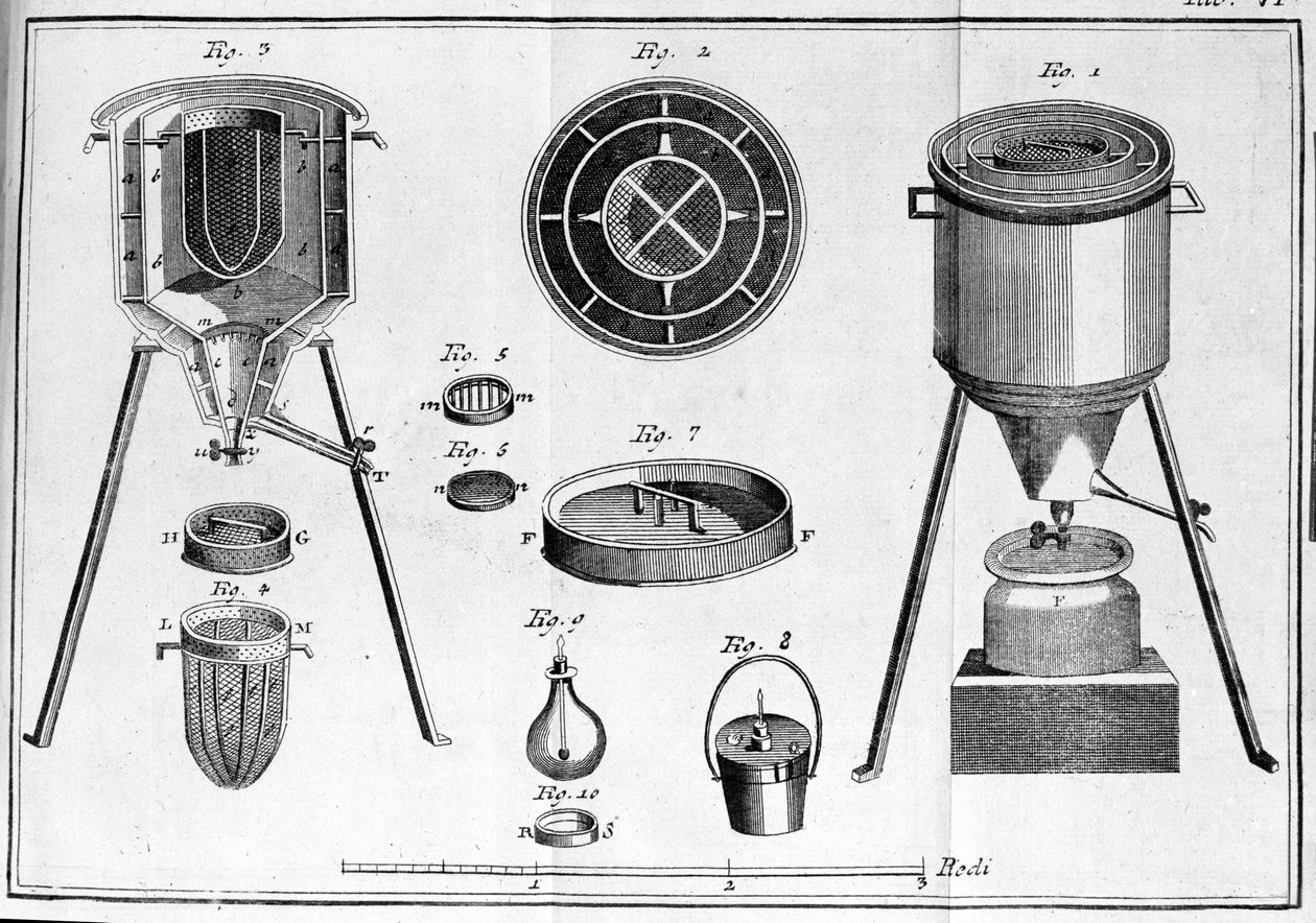 Lavoisier kalorimétere – Lavoisier fizikai és kémiai füzeteiben alkotó: Unknown artist