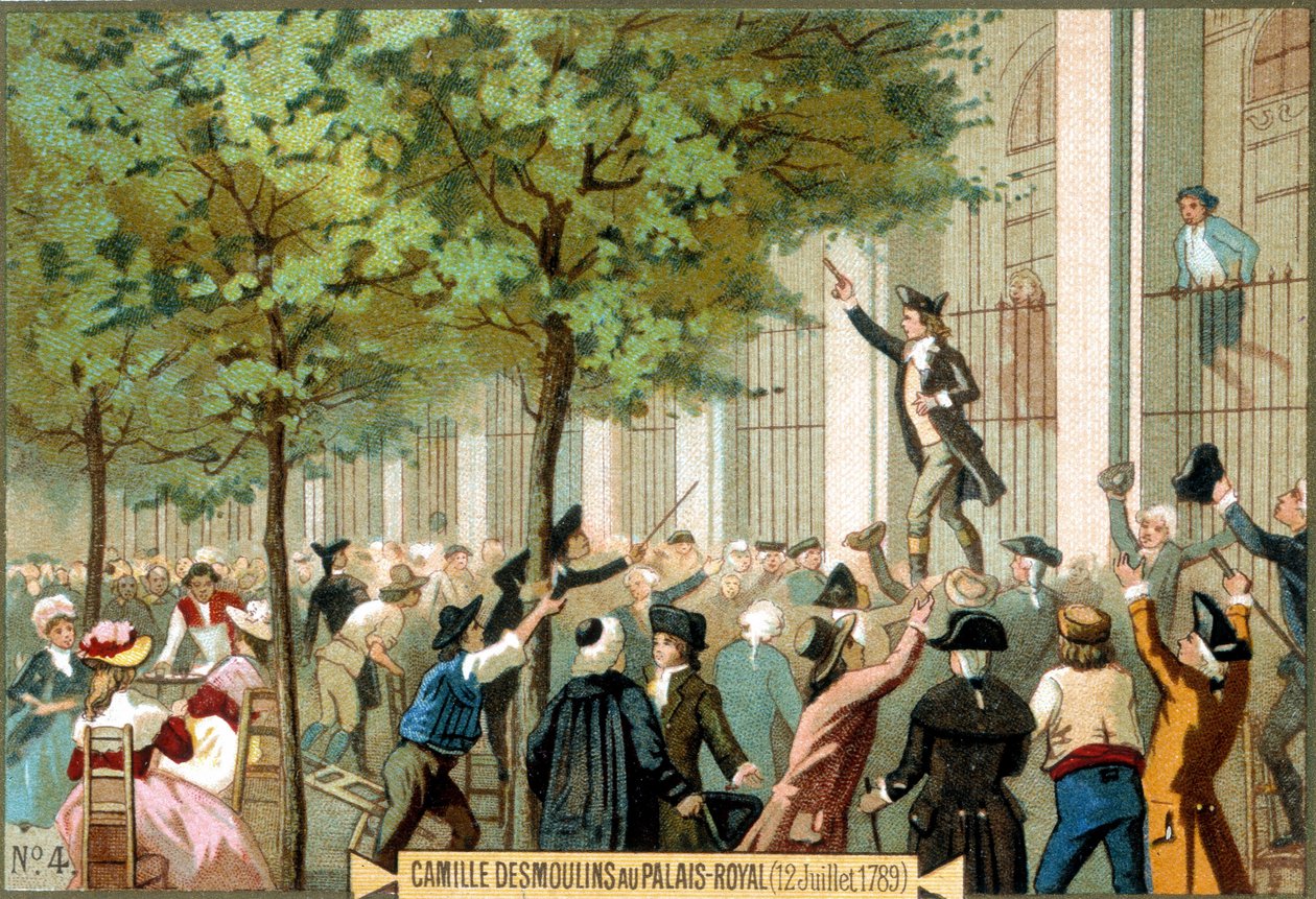 Camille Desmoulins a Palais Royalban (1789.12.07.). Kromolitográfia 19. század. - A francia forradalom/Camille Desmoulins vihart kiált a párizsi Bastille-nál alkotó: Unknown artist