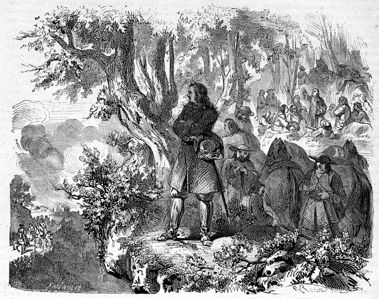 Kamisárok a Cevennesben. 19. századi metszet. alkotó: Unknown artist